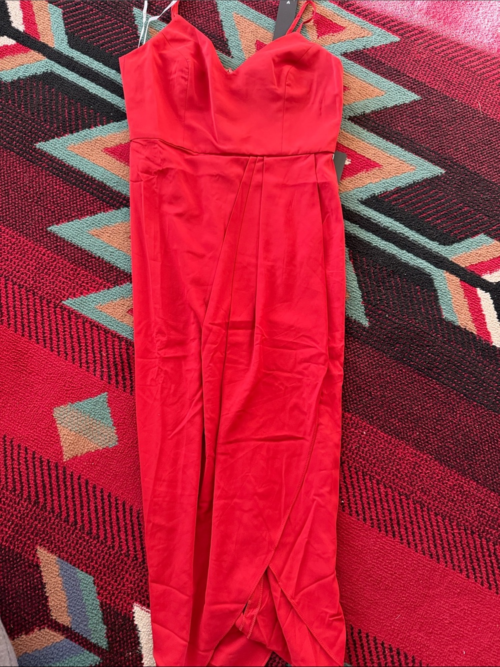 Lulu's Red Strapless V-Neck Maxi Dress